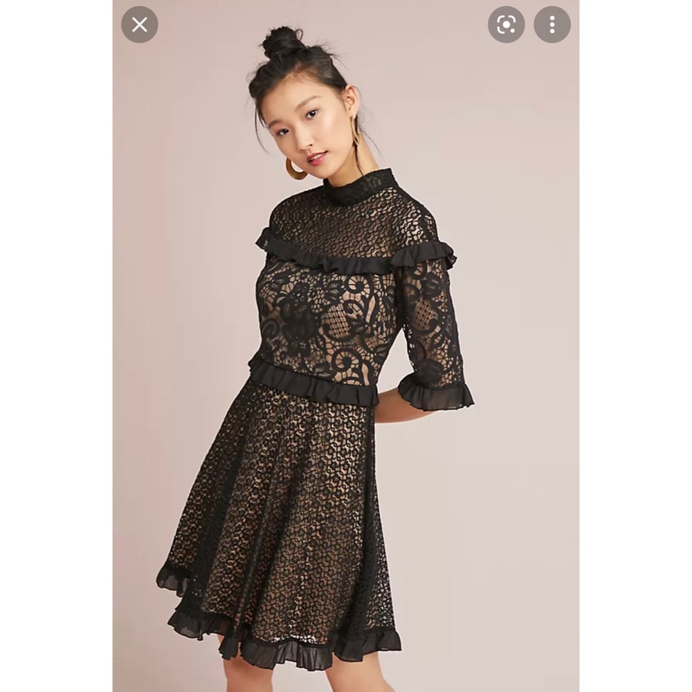 Monique Lhuillier Nuit Ruffle Dress Anthropologie